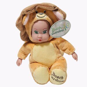 Busch Gardens Baby Doll Lion Costume 10 Inch Plush Stuffed Animal Toy Green Eyes